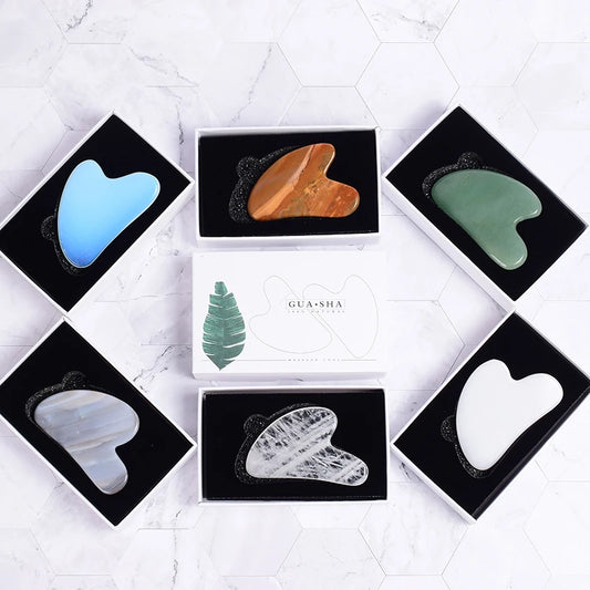 Jade Guasha Tool – Natural Stone Crystal Face & Body Massager for SPA & Healing