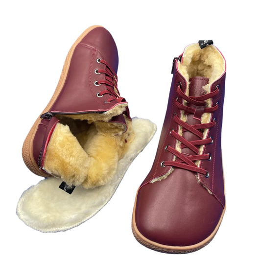 Tipsietoes Top Barefoot Genuine Leather Winter Boot With Real Natural Fur Linning And Insole Inside For Women Men Light Weight