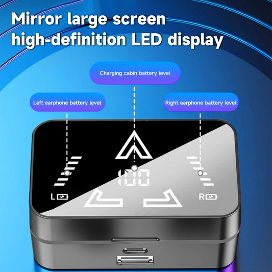 2025 New M48pro Bluetooth Headset Binaural Mirror Digital Display Slipcover Design Ultra Long Life Music Headset