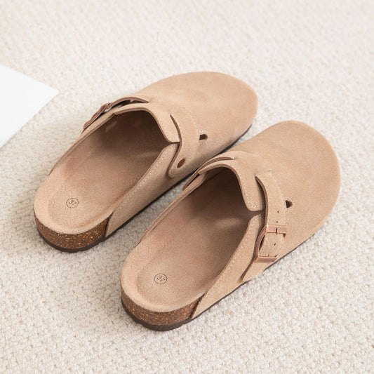 Bebealy Fashion Suede Clogs Slippers Women Clogs Slippers Cork Footbed Women Mules Nonslip Beach Sandals With Arch Support Slide