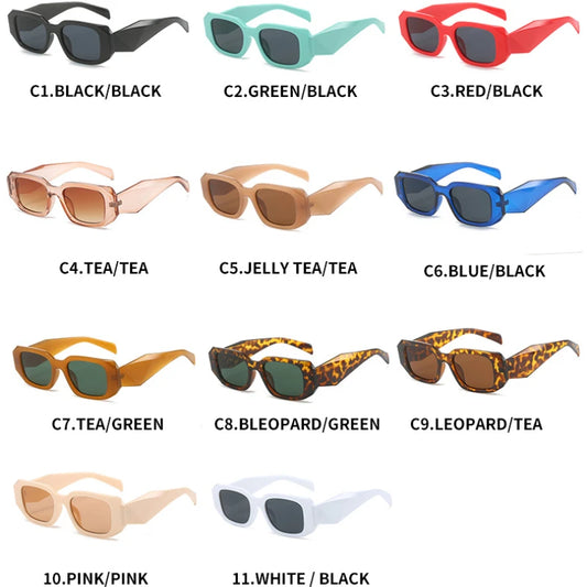 Unisex Rectangle Sunglasses Men Women Fashion Mirror Lens Trendy Casual Shades