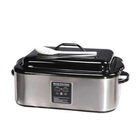 Hot Stone Massage Set with Heater Lava & Basalt Stones Round Spa Stress Relief Kit