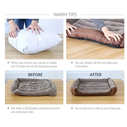 Cama grande para cães, quadrada, de peluche, ninho para gatos, canil, lavável para todas as estações, sofá para cães, colchão impermeável, cama para gatos para cães de porte médio, acessórios