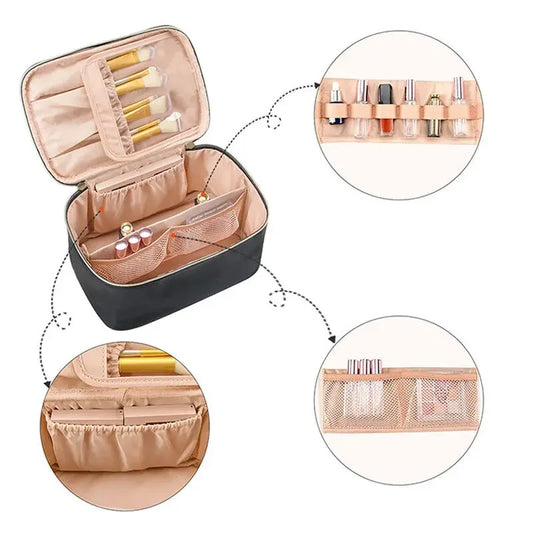 Large Capacity PU Waterproof Toiletry Storage Bag Women's Fashion Travel Portable Cosmetics Bag for Women Men