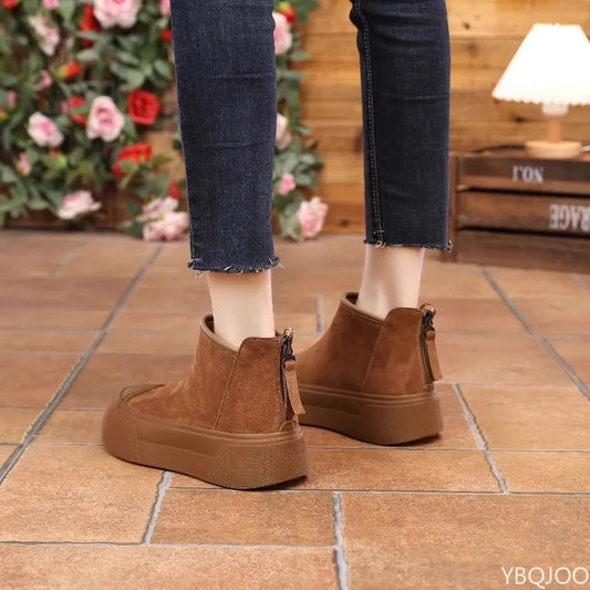 Women's casual comfortable snow boots winter velvet cotton minimalist short boots fashionable versatile warm women shoes