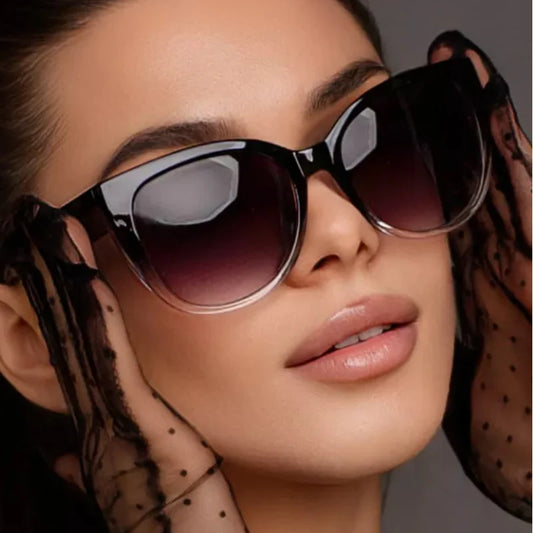 Cat Eye Sunglasses Women Designer Gradient UV400 Wide Leg Fashion Retro Shades