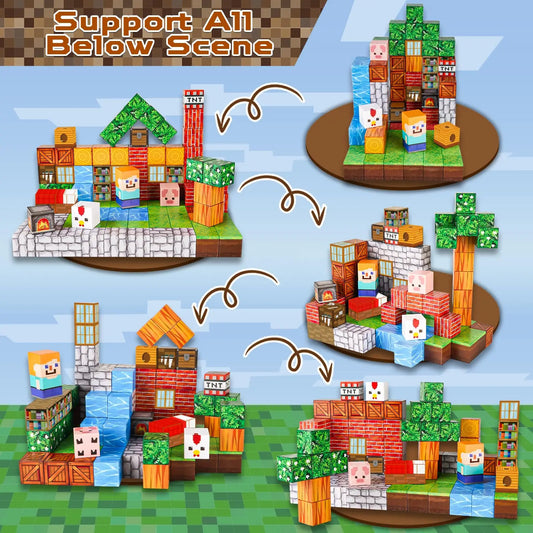 Magnetic Blocks 100PCS Magnetic Building Cube Game,Constructions Toys for Boys & Girls,STEM Montessori Stacking Toy for Children