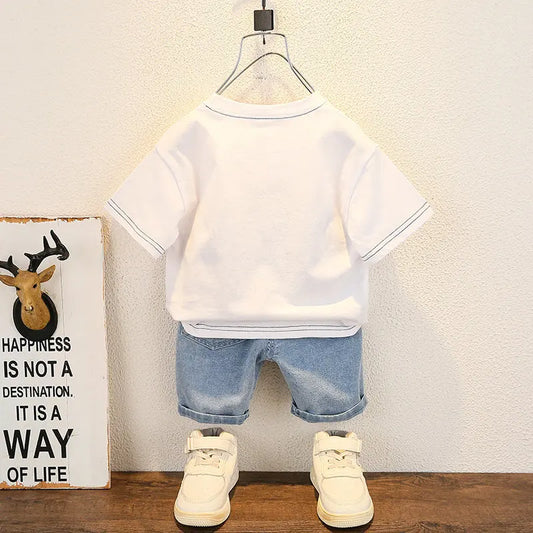 New Summer Baby Boy Kids Clothes Children Clothing Suit Tops Short-sleeve T-shirt Pants 2pcs/set Sport Infant 0-5 Years