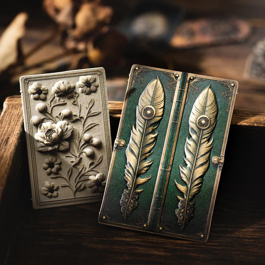 JIANQI 20pcs/pack Vintage relief tags Stickers Decorativ diy Scrapbooking Materials Art Collage Stationery Aesthetics Stickers