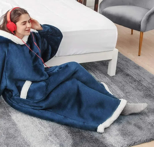 2024 Winter Oversized Flannel Hoodie Blanket | Unisex Giant TV Fleece Wearable Robe