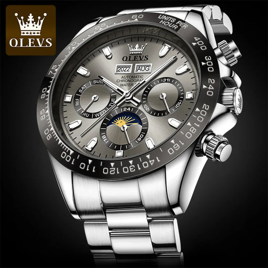 OLEVS 6654 Luxury Men’s Automatic Mechanical Watch Chronograph Waterproof