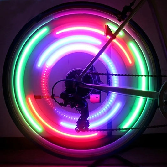 Luz LED para raio de roda de bicicleta, colorida, à prova de água, BTT, equilíbrio, pneu de bicicleta, luzes de aviso, lâmpada de ciclismo