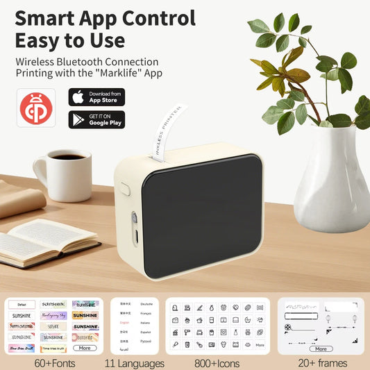 Marklife P15 Portable Thermal Printer Mini Label Printer Inkless Bluetooth Adhesive Printing Machine Sticker Labeling Machine