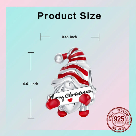 925 Sterling Silver Merry Christmas Yuletide Santa Claus Beads Pendant Charm Fit Original Charm Bracelets Women DIY Jewelry Gift
