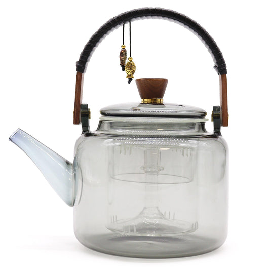 Glass Infuser Teapot - With Steamer System Charcoal - 1000ml