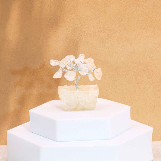 Mini Gemstone Trees On Orgonite Base - Rock Quartz (15 stones)