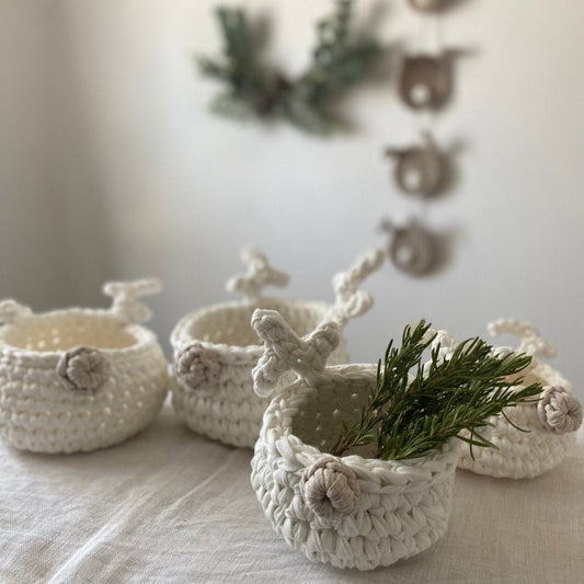 Crochet Basket Rudolph Reindeer
