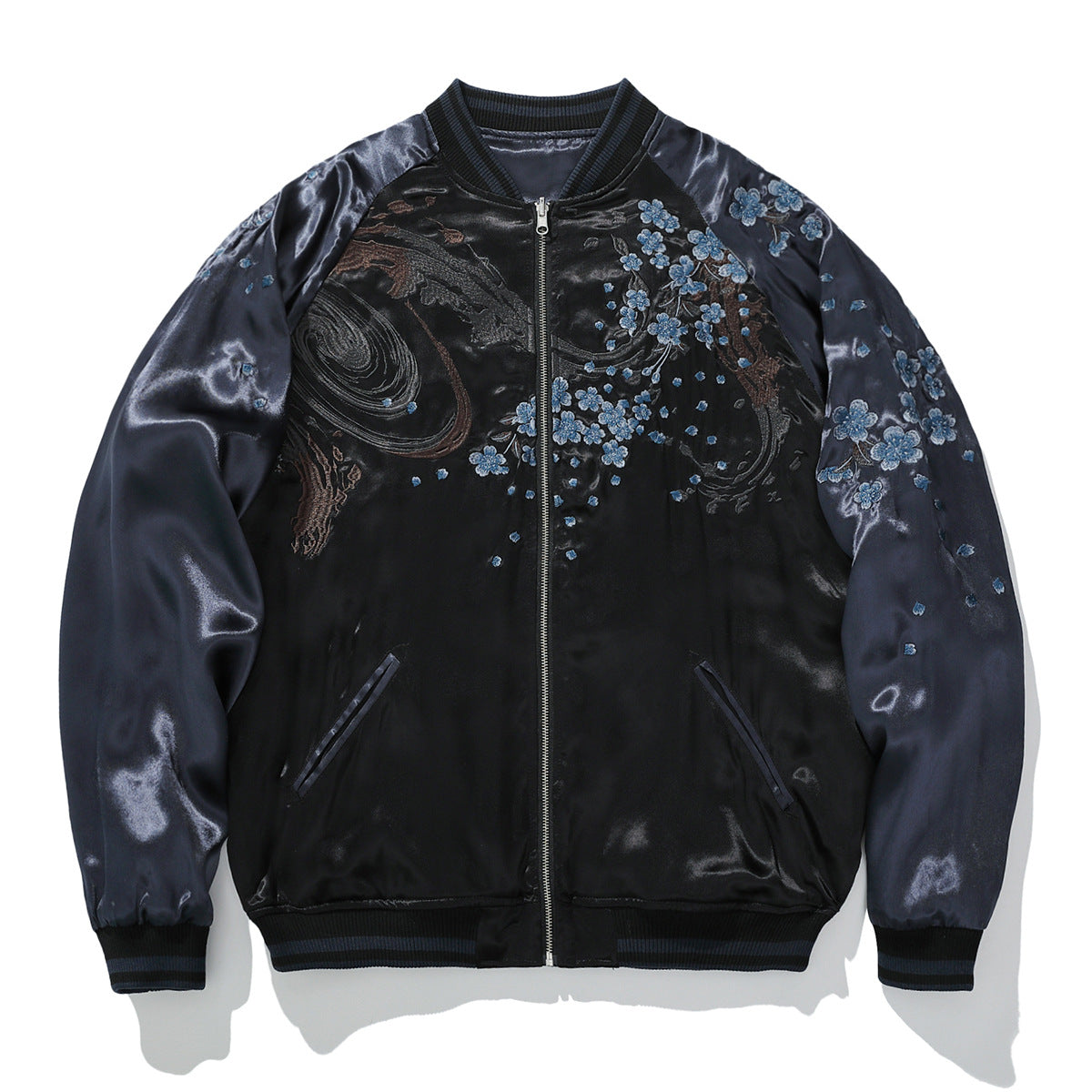 Mens Loose Fit Polyester Embroidered Chinese Style Jacket