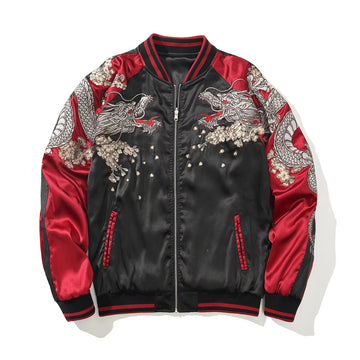 Mens Loose Fit Polyester Embroidered Chinese Style Jacket