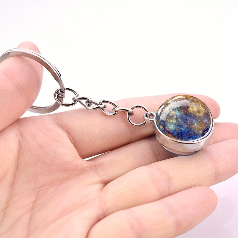 Celestial Solar System Keychain – 8 Planet Designs with Moon Phase Charm
