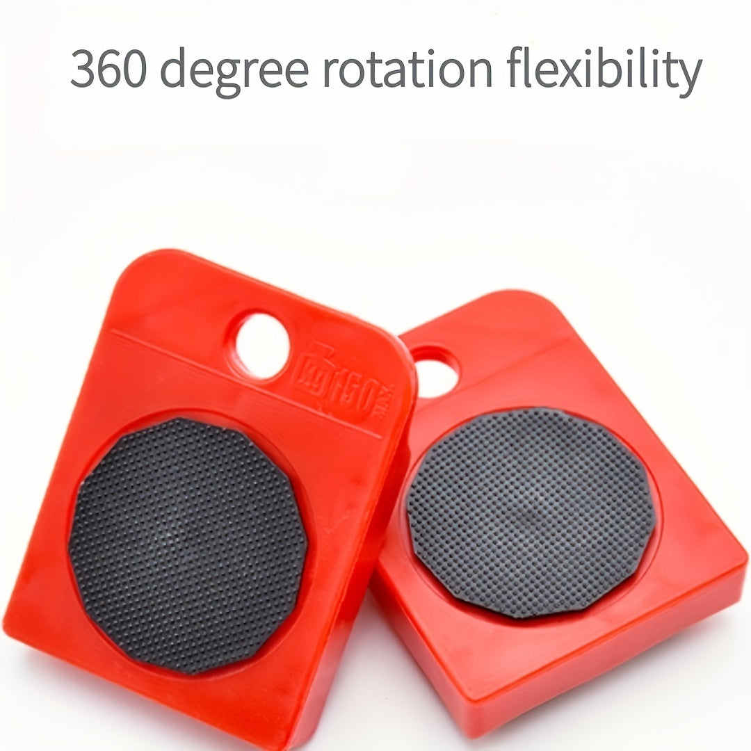360 Degree Rotatable, 3.9"x3.07" Furniture Lifter Set Of 5 - Furniture Slides Kit, Furniture Move Roller Tools - Easily Redesign And Rearrange Living Space Sofa Easy, Plastic And Carbon Steel