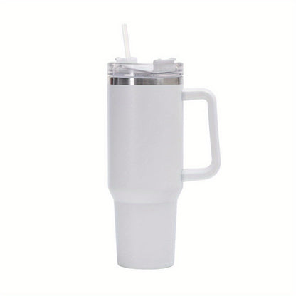 1pc Vacuum-Insulated Stainless Steel Tumbler with Straw - Thermocooler Technology & Handle - Perfect for Hot/Cold Beverages - Durable Double-Wall Insulated Water Cup for All-Day Temperature Retention