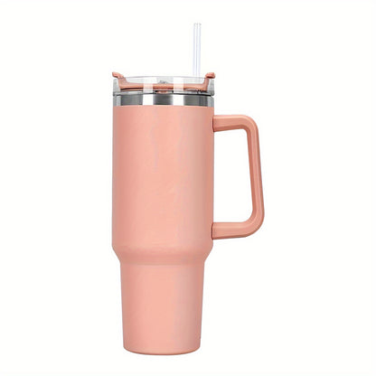 1pc Vacuum-Insulated Stainless Steel Tumbler with Straw - Thermocooler Technology & Handle - Perfect for Hot/Cold Beverages - Durable Double-Wall Insulated Water Cup for All-Day Temperature Retention