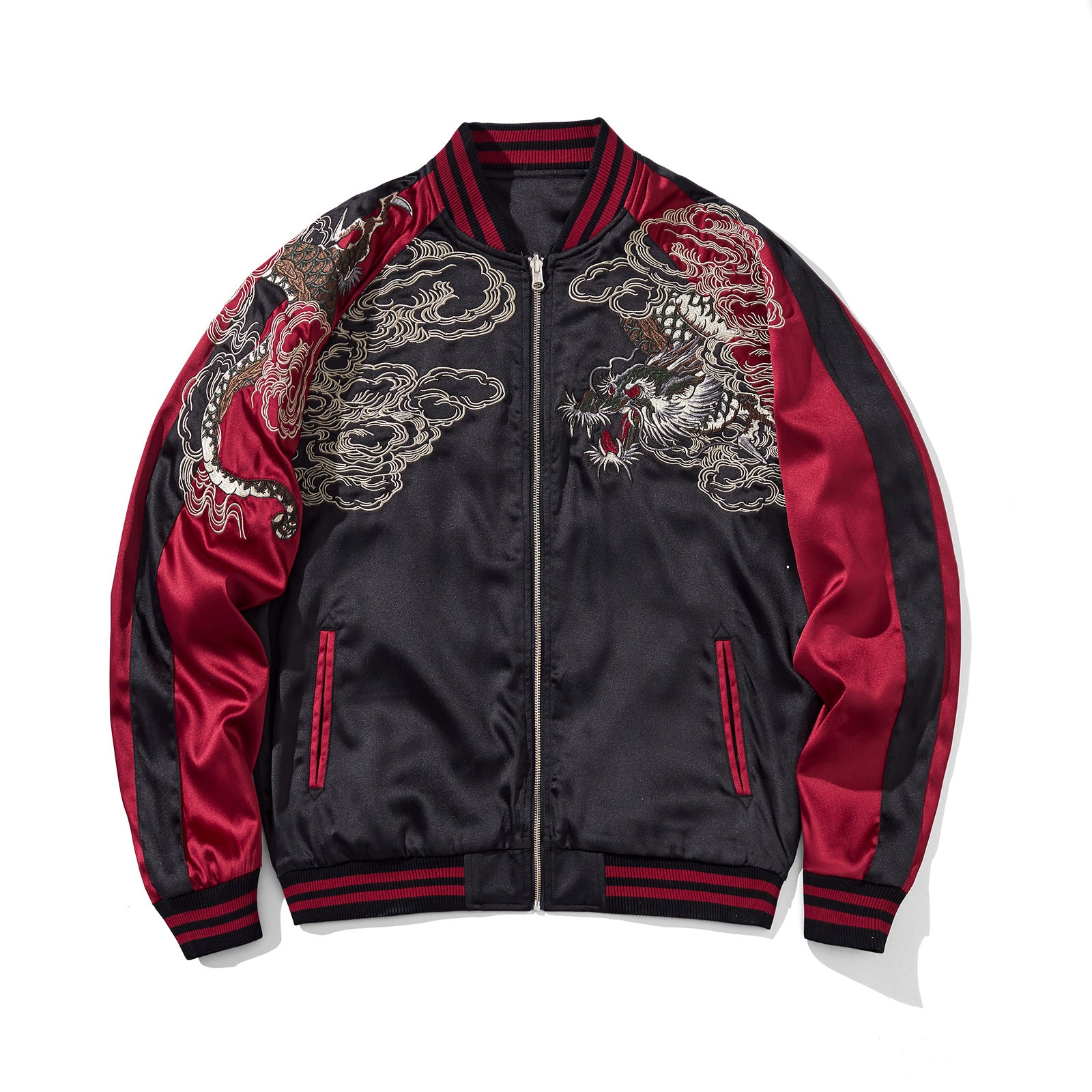 Mens Loose Fit Polyester Embroidered Chinese Style Jacket