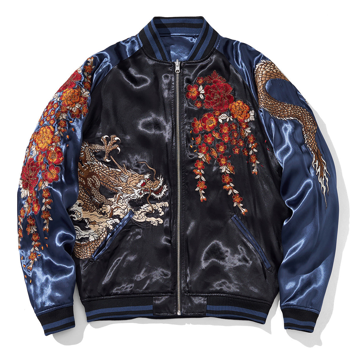 Mens Loose Fit Polyester Embroidered Chinese Style Jacket