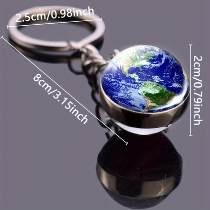 Celestial Solar System Keychain – 8 Planet Designs with Moon Phase Charm