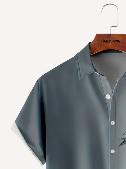 Plus Size Men's Hawaiian Shirt – Vivid Coconut Tree Print, Ultra-Loose Fit, Ideal for Big & Tall Gentlemen