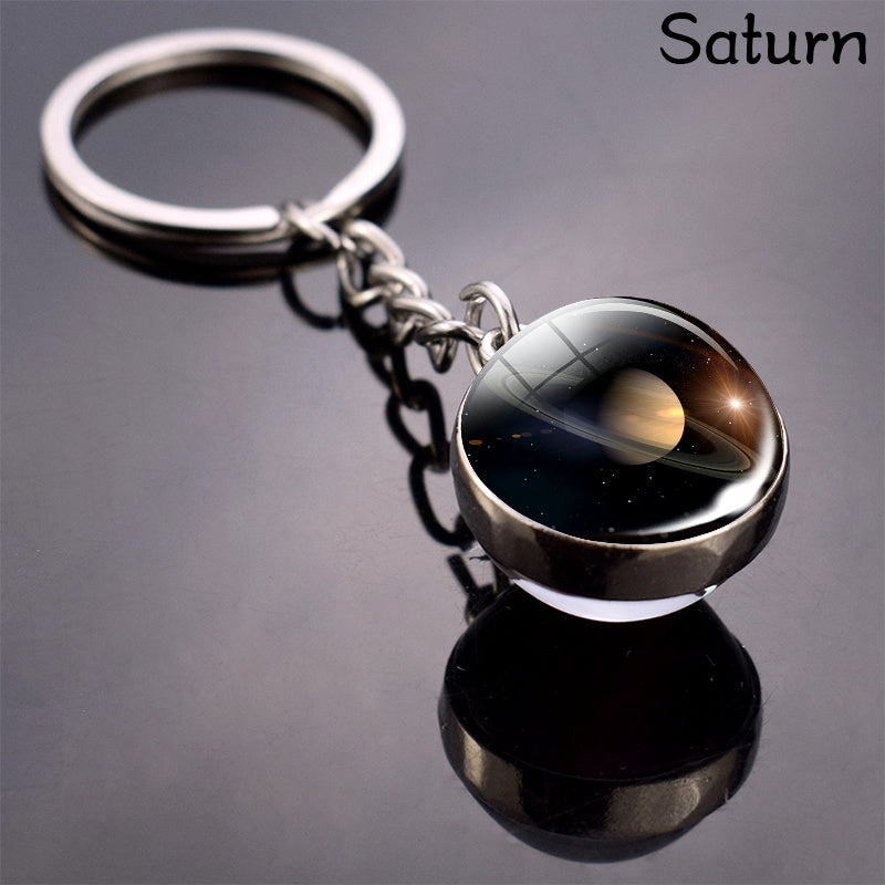 Celestial Solar System Keychain – 8 Planet Designs with Moon Phase Charm