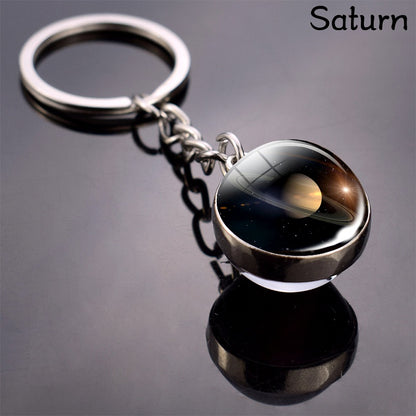 Celestial Solar System Keychain – 8 Planet Designs with Moon Phase Charm