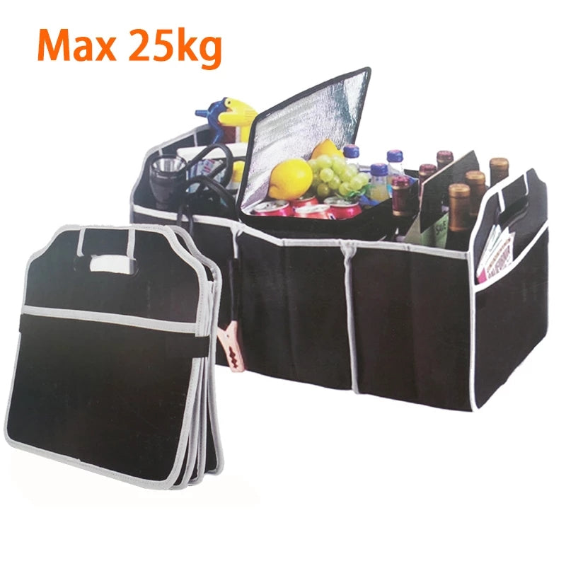 Foldable Car Trunk Organizer – Collapsible Black Storage Box for Vehicles