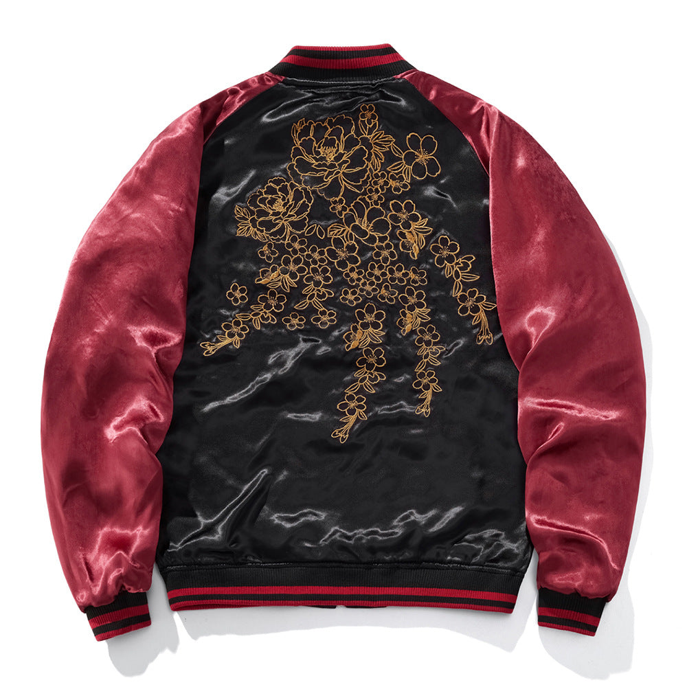 Mens Loose Fit Polyester Embroidered Chinese Style Jacket