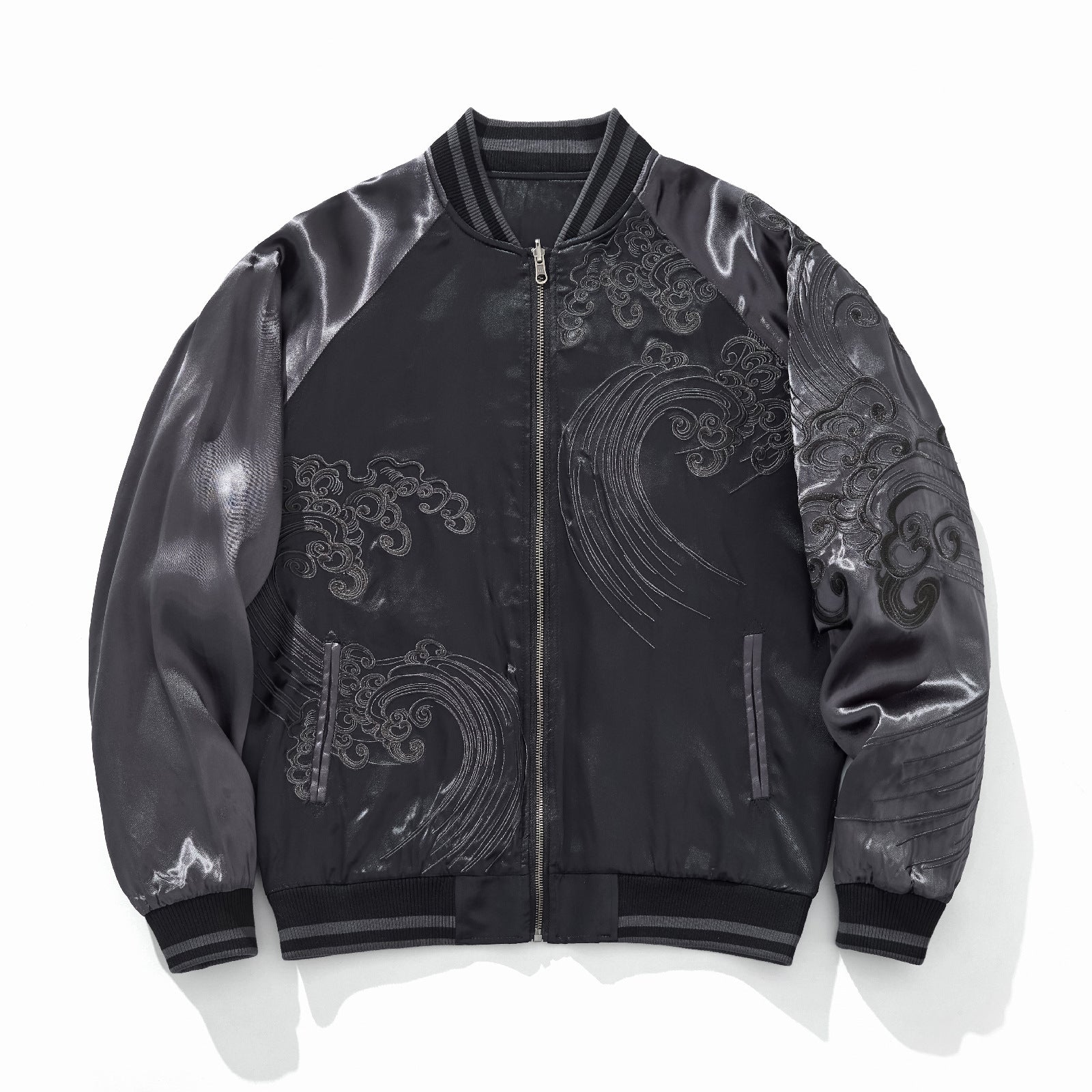 Mens Loose Fit Polyester Embroidered Chinese Style Jacket