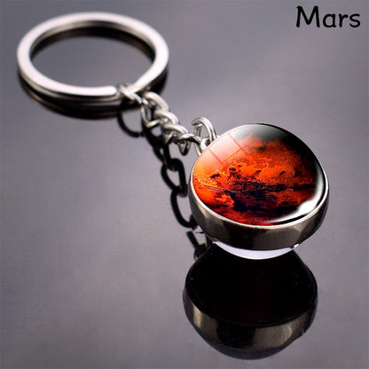 Celestial Solar System Keychain – 8 Planet Designs with Moon Phase Charm
