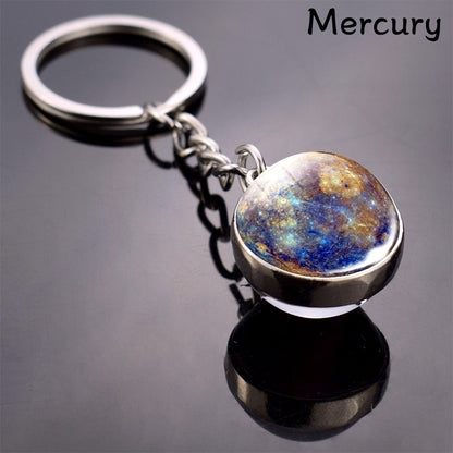 Celestial Solar System Keychain – 8 Planet Designs with Moon Phase Charm