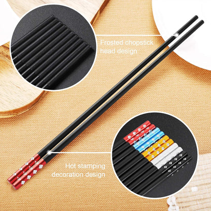10 Pairs Fiberglass Chopsticks, Non-Slip Chopsticks, Dishwasher Safe for Chinese Style Japanese Food Cooking Chopstick (9.5 Inch Five Colors)