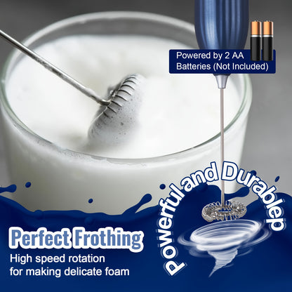 1pc, Lalayuan Powerful Electric Milk Frother, Mini Milk Foamer, Battery Operated (Not Included) Stainless Steel Drink Mixer, Handheld Electric Whisk For Coffee, Latte, Cappuccino, Chocolate, Matcha