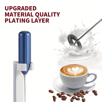 1pc, Lalayuan Powerful Electric Milk Frother, Mini Milk Foamer, Battery Operated (Not Included) Stainless Steel Drink Mixer, Handheld Electric Whisk For Coffee, Latte, Cappuccino, Chocolate, Matcha