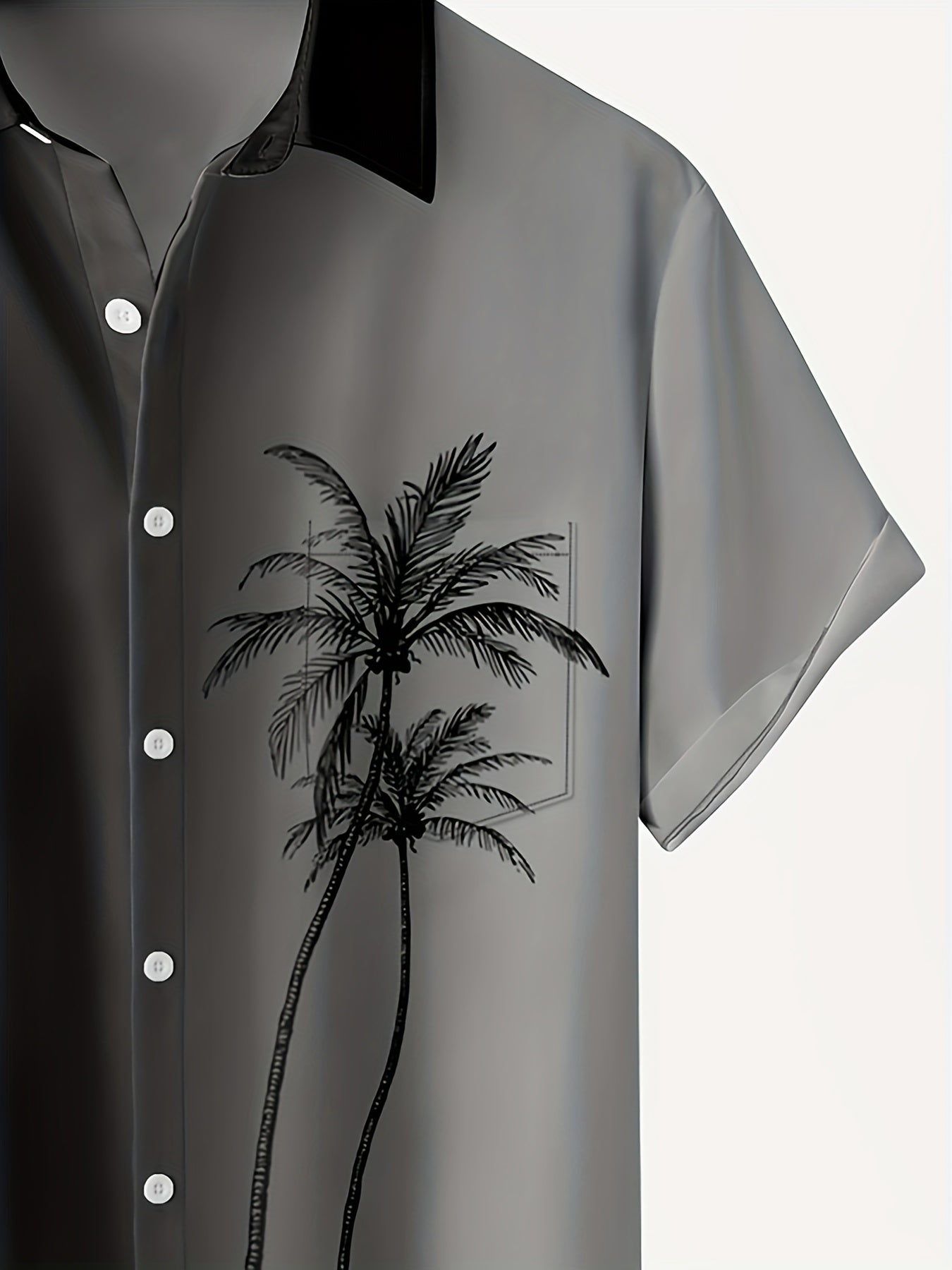 Plus Size Men's Hawaiian Shirt – Vivid Coconut Tree Print, Ultra-Loose Fit, Ideal for Big & Tall Gentlemen