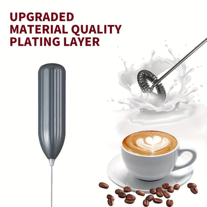 1pc, Lalayuan Powerful Electric Milk Frother, Mini Milk Foamer, Battery Operated (Not Included) Stainless Steel Drink Mixer, Handheld Electric Whisk For Coffee, Latte, Cappuccino, Chocolate, Matcha
