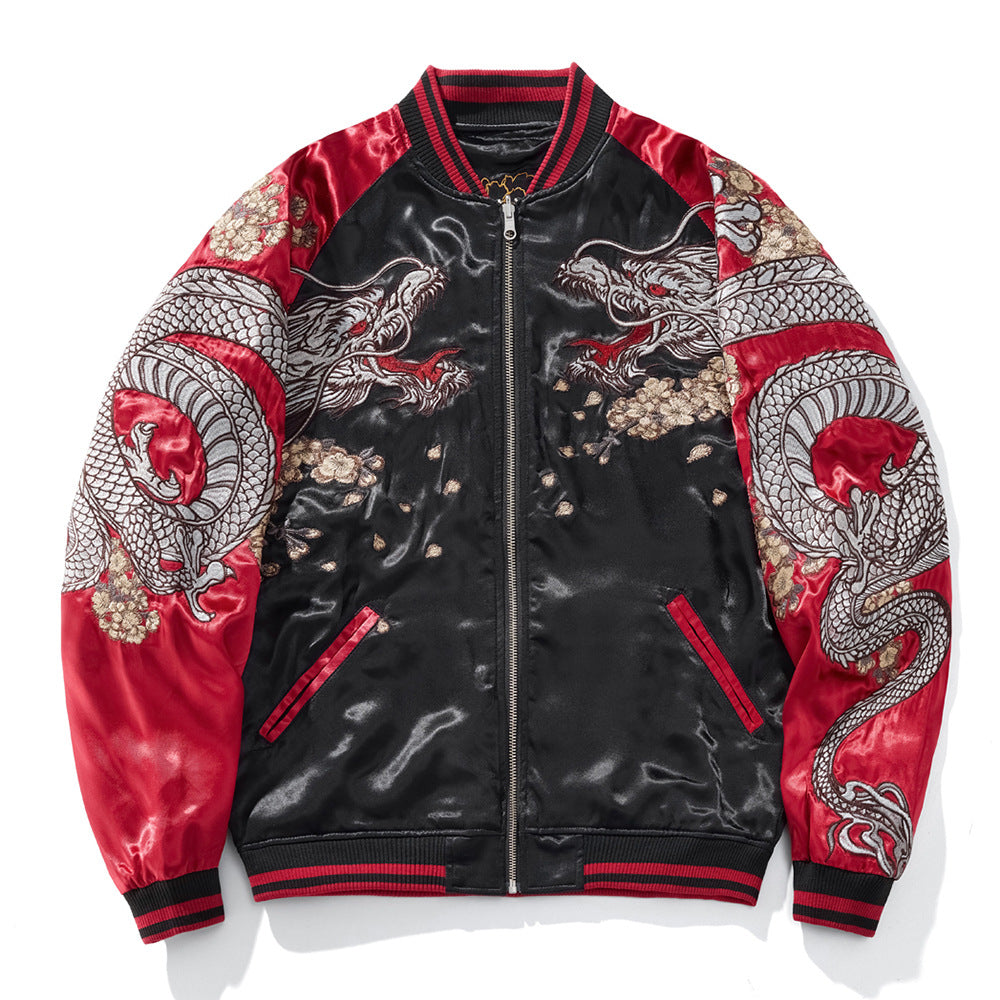 Mens Loose Fit Polyester Embroidered Chinese Style Jacket