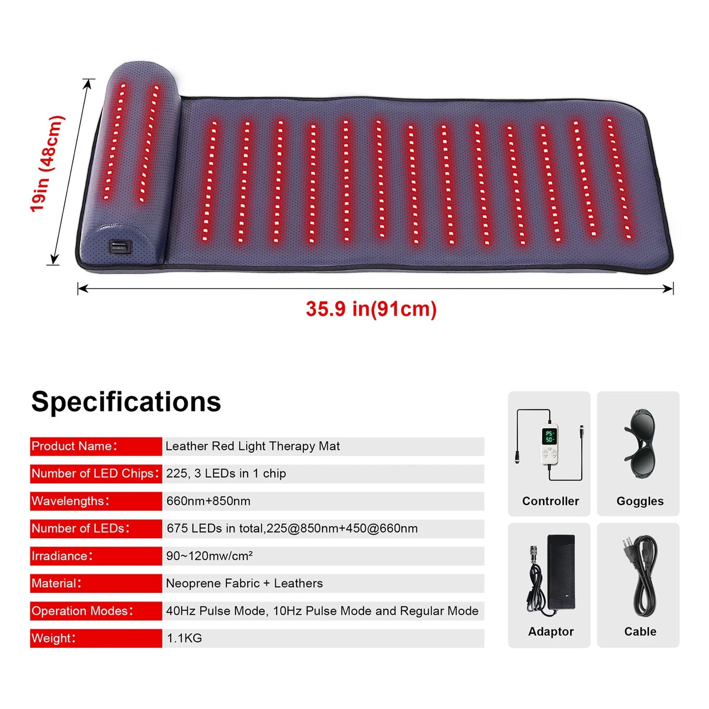 ThermaLuxe Pro – Red Light Heating Massage Mattress with Neck Support