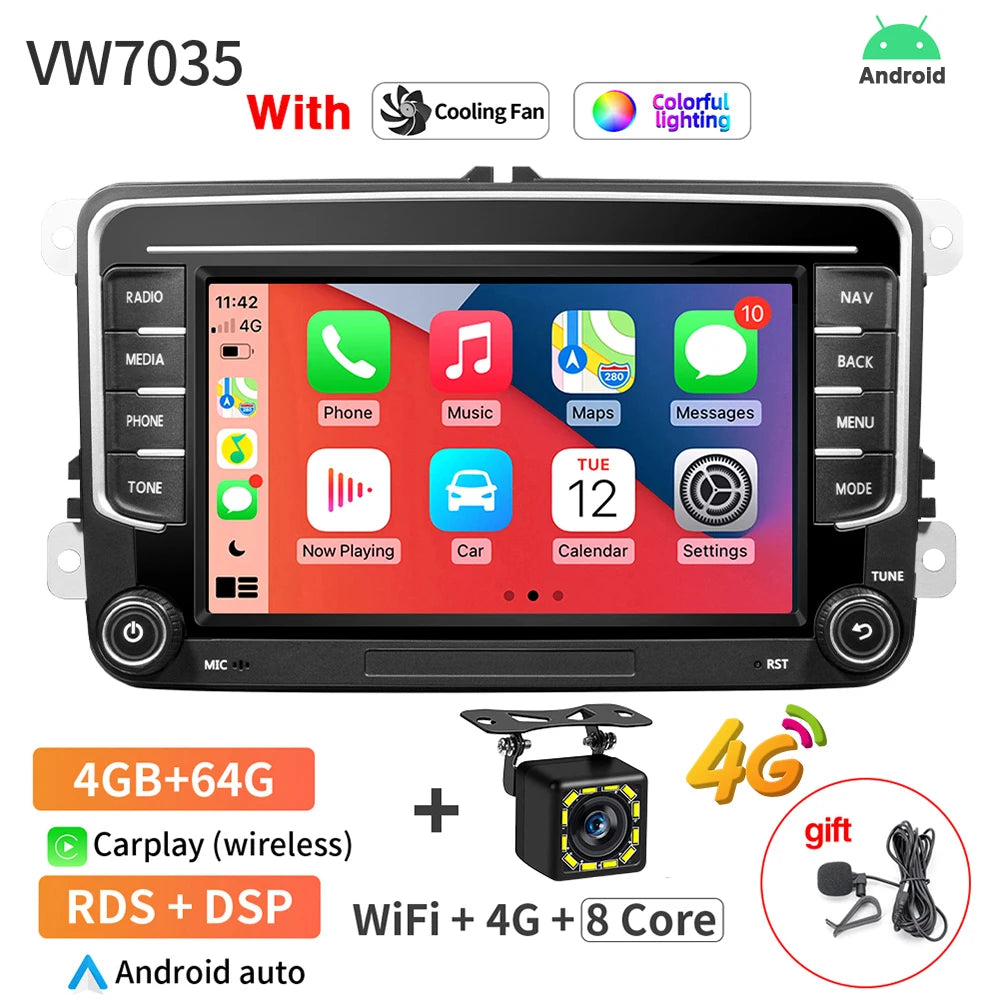GRANDnavi 2Din Android 13 Car Radio GPS For VW / Volkswagen Skoda Octavia golf 5 6 touran passat B6 polo Jetta 2Din Radio Player