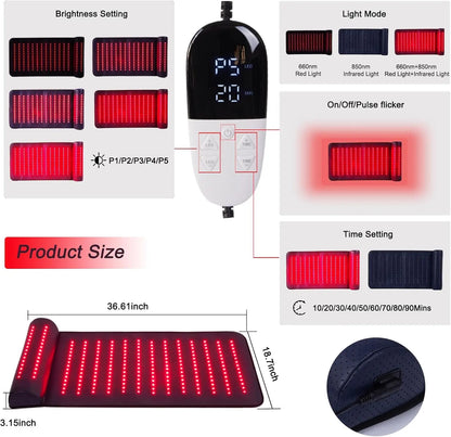 ThermaLuxe Pro – Red Light Heating Massage Mattress with Neck Support