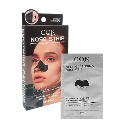 GDL Pack of 10 CQK Nose Strips with Bamboo Extract and Activated Charcoal – Blackhead Removal & Pore Cleansing