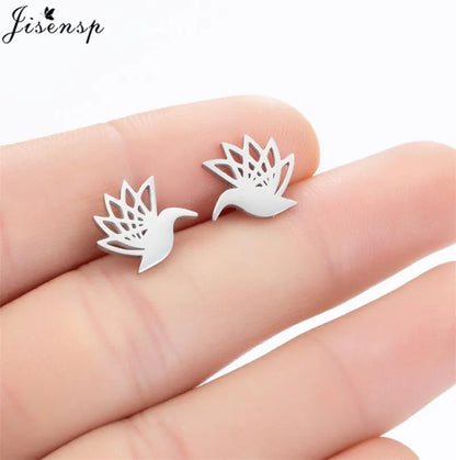 Multiple Mini Stainless Steel Bird Jewelry Earrings 2024 Trend For Women Girls Cute Crane Parrot Bee Hummingbird Studs oorbellen