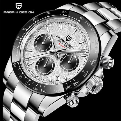 PAGANI DESIGN PD-1644 Meteorite Dial Quartz Watch Men 100M Sapphire Chronograph